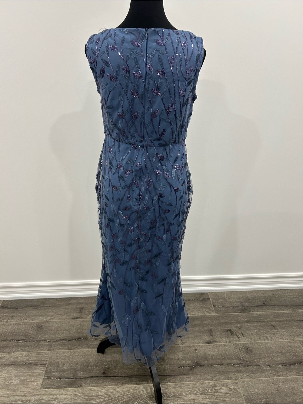Ever Pretty Dusty Blue V-Neck Embroidered Evening Gown - Picture 4 of 4